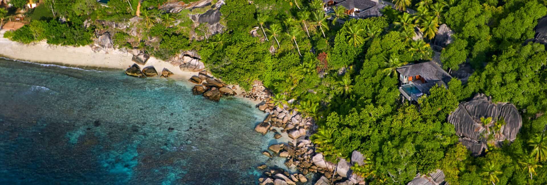 Six Senses Zil Pasyon - Luftaufnahme des Resorts